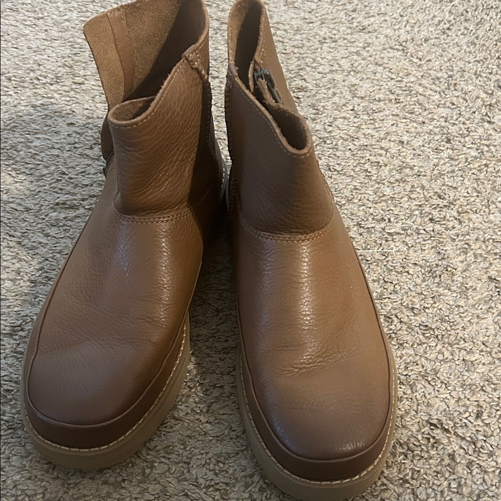 UGG Tan Leather Ankle Booties